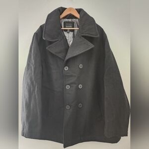George Classic Black Pea Coat for Men, 2XL